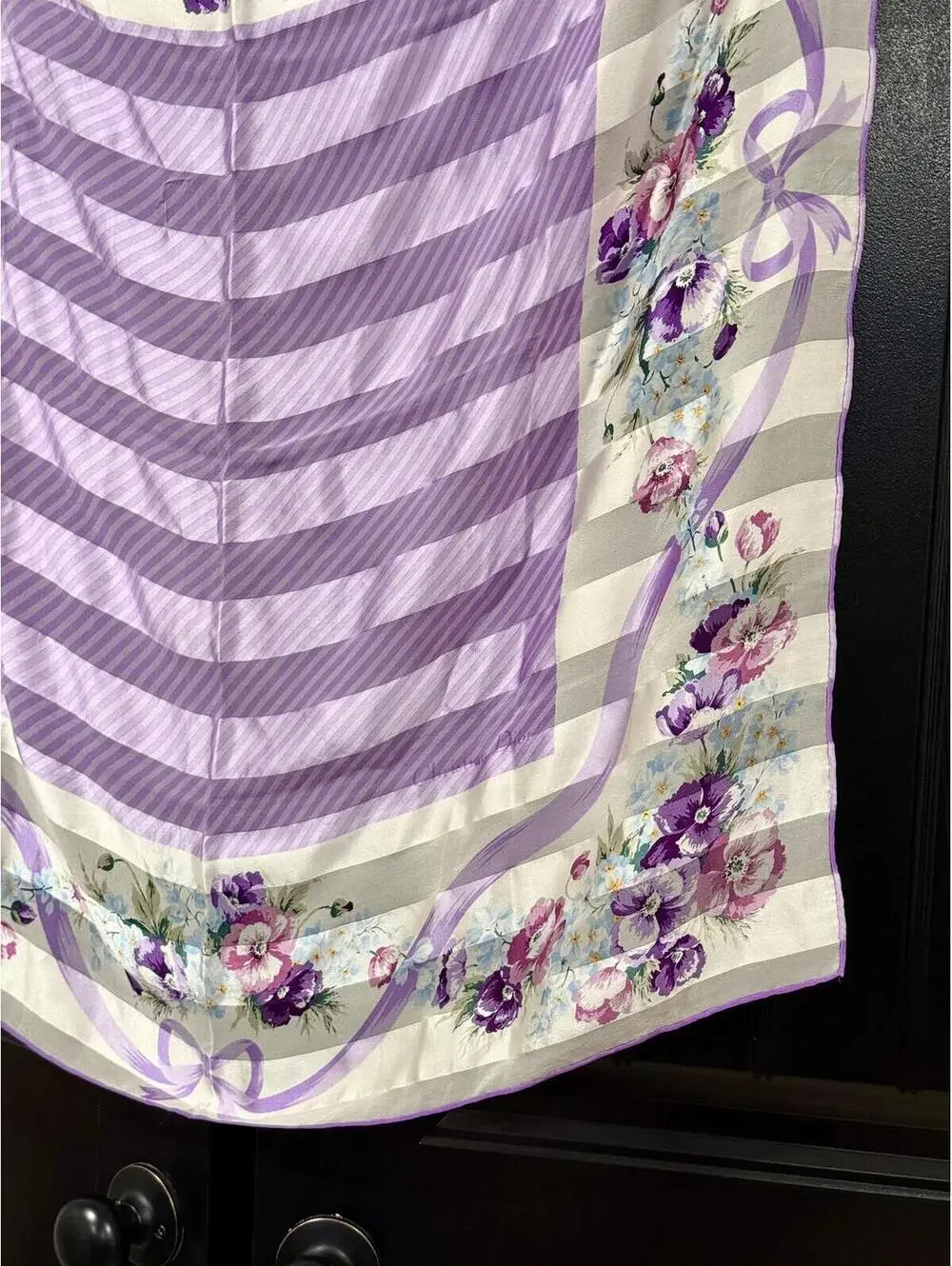 Christian Dior Silk Scarf NWOT Purple Floral Authentic